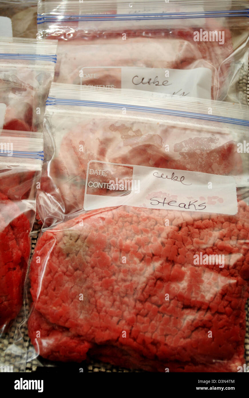 Freezer Bags with Fresh Beef Stock Photo - Alamy