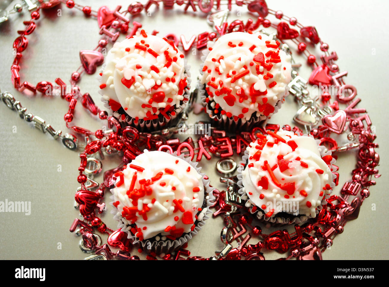 Beads with Valentine's Cupcakes Stock Photo