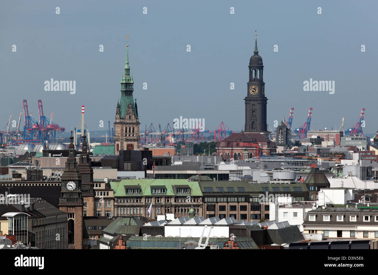 Hamburg, Germany, City Facts with City Hall, and St Michael's Church Stock Photo