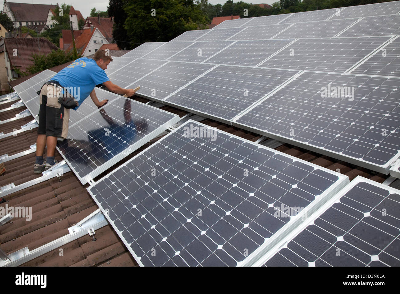 Riedlingen, Germany, the installation of a photovoltaic system on the ...