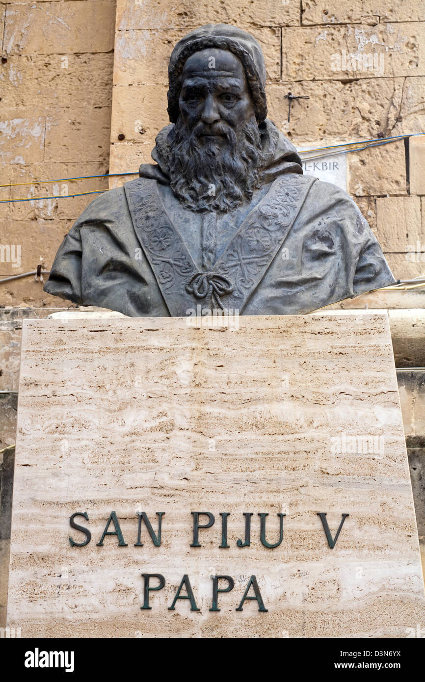 Valletta, Malta, Papstbueste of Pius V Stock Photo