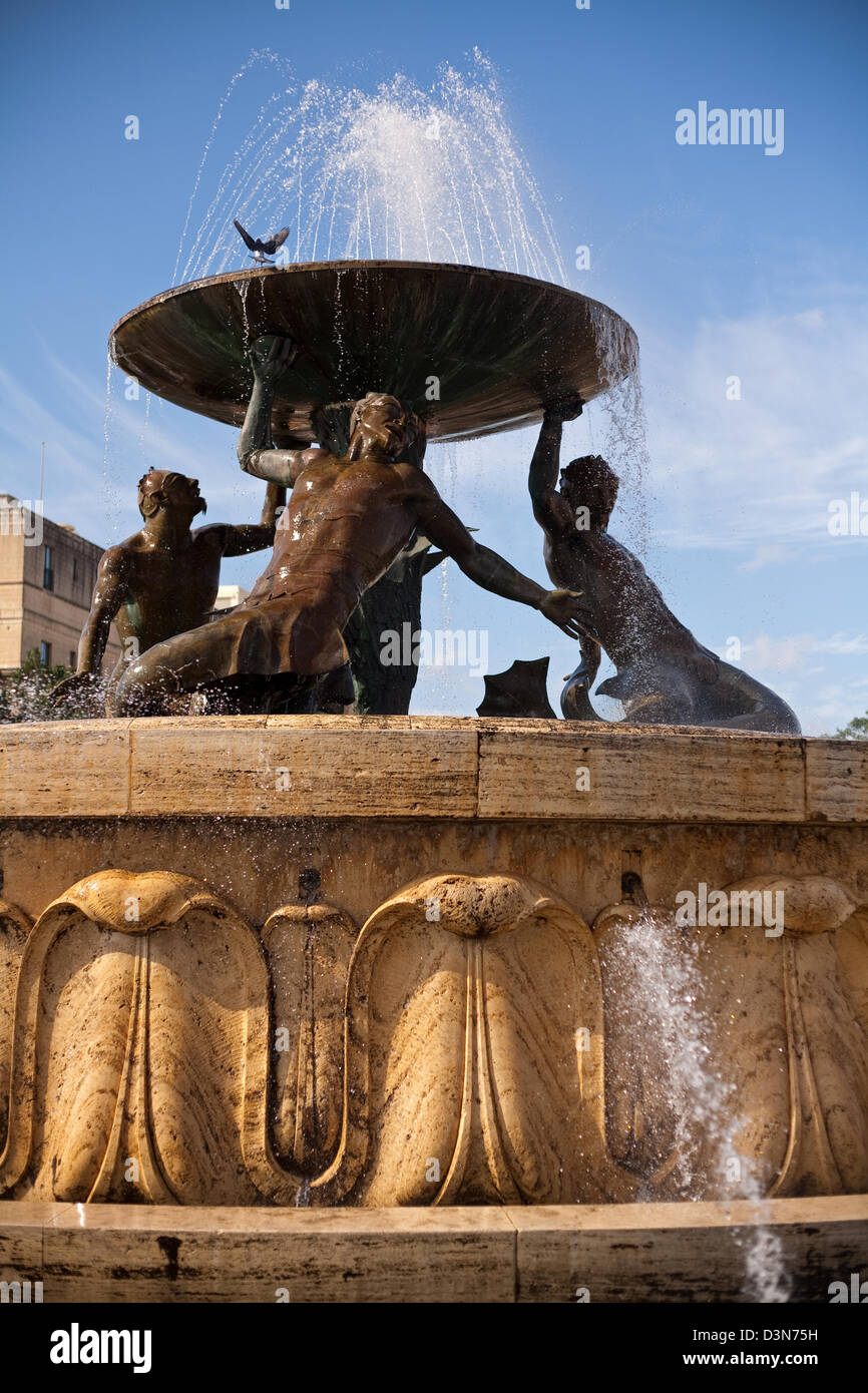 Floriana, Malta, detail from the Triton Fountain Stock Photo