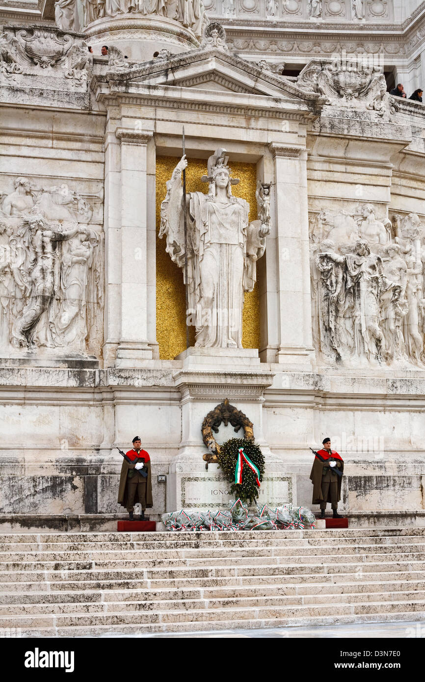 Rome, Italy, vigil at the Tomb of the Unknown Soldier at the Altar of the Fatherland Stock Photo