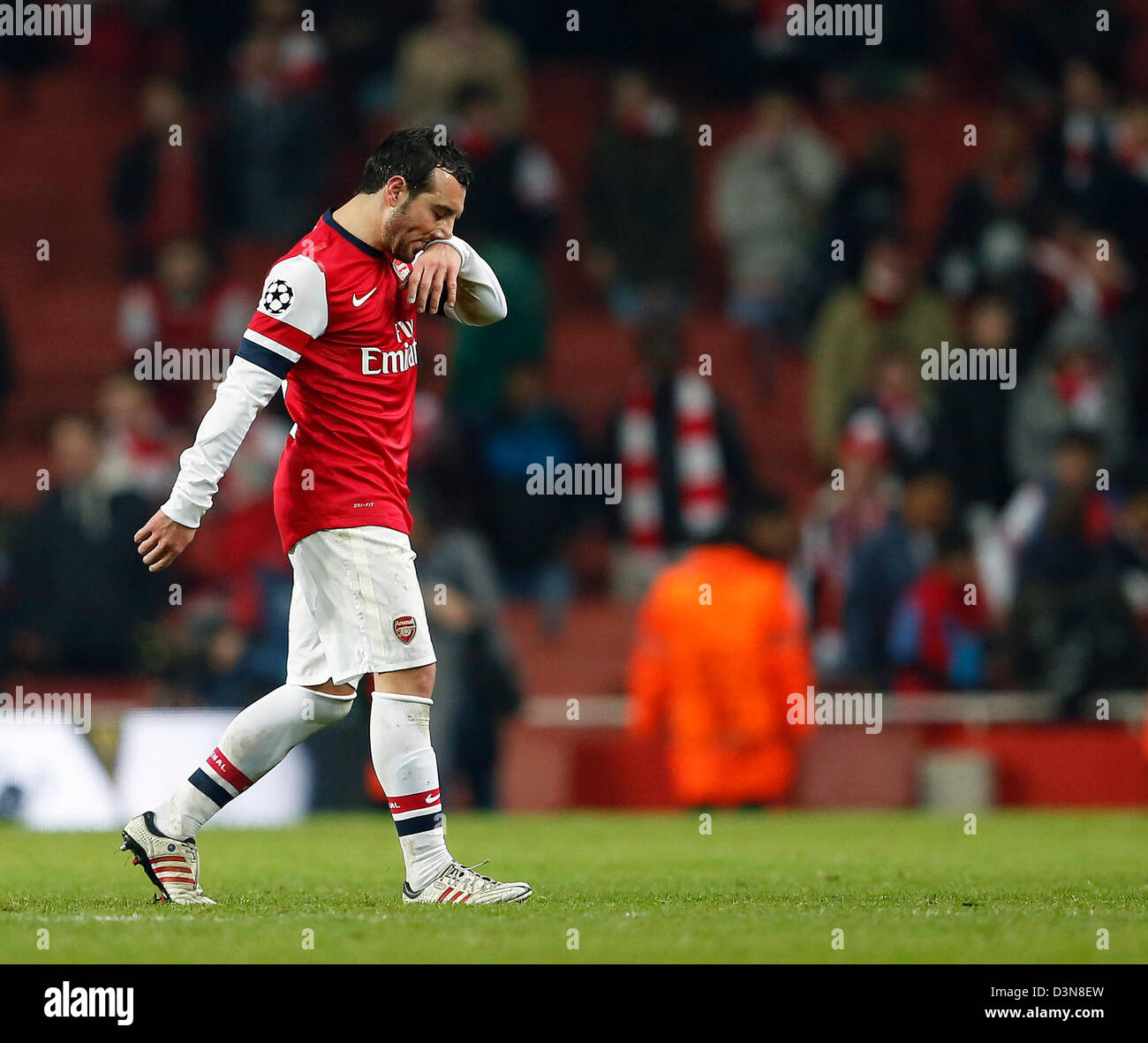 Feb. 19, 2013 - London, United Kingdom - Arsenal's Santi Cazorla looks on dejected at the final whistle..Arsenal v Bayern Munich - Champions League Second Round, First Leg- Emirates Stadium, London- 19/02/13 - Picture David Klein/Sportimage Stock Photo
