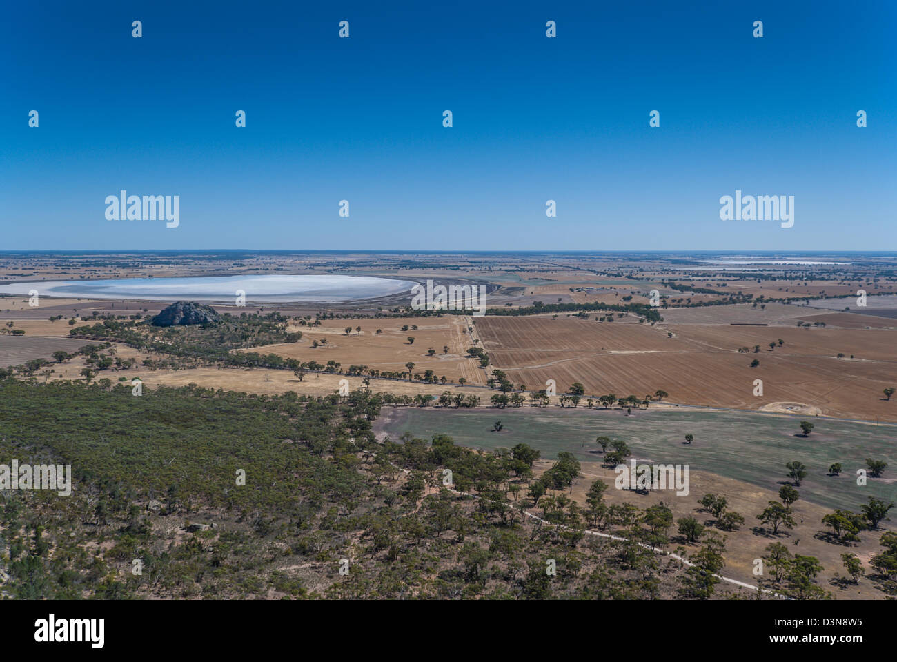 Mitre Lake seen from Mt Arapiles is almost a dry salt pan during a drought in Australia. Others in series Stock Photo