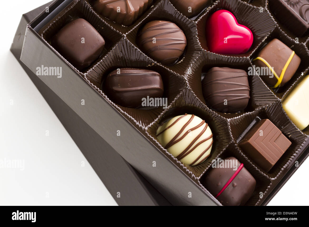 Assorted gourmet chocolate in a box Stock Photo Alamy