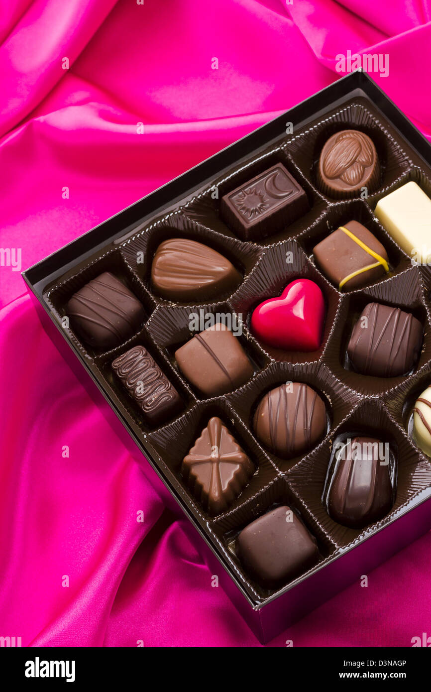 Assorted gourmet chocolate in a box Stock Photo Alamy