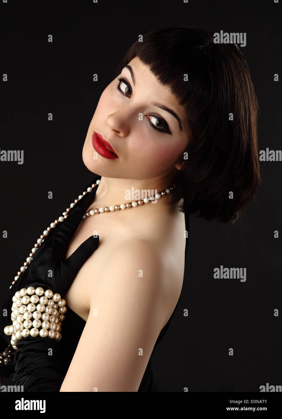 vintage styled portrait of a young beautiful woman Stock Photo