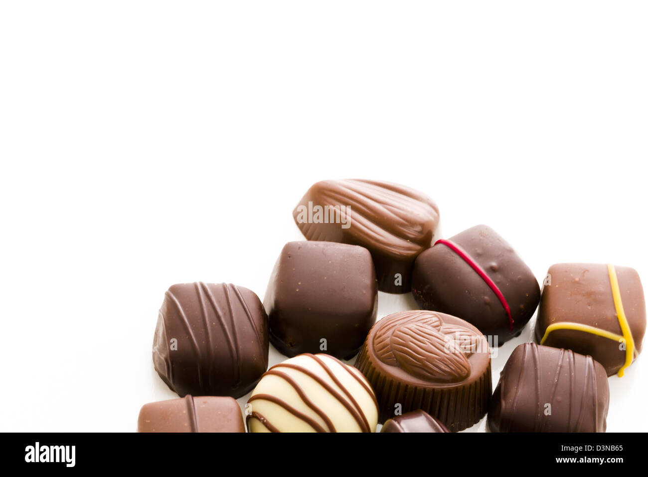 Assorted gourmet chocolate in a box Stock Photo Alamy