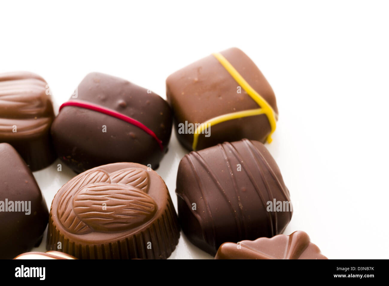 Assorted gourmet chocolate in a box Stock Photo Alamy