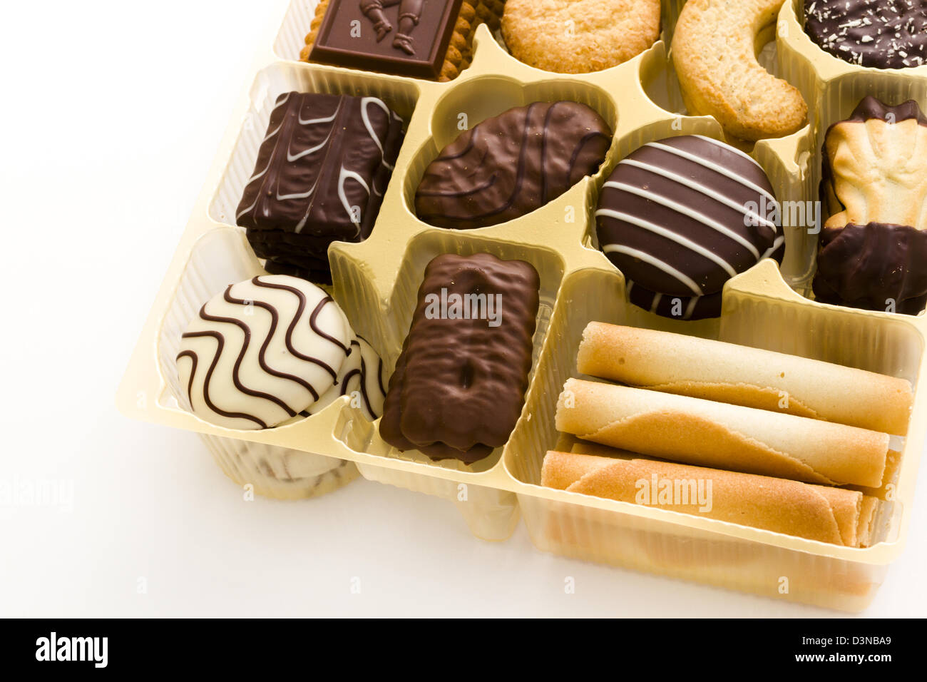 Assorted European cookies covered in Belgian chocolate Stock Photo Alamy