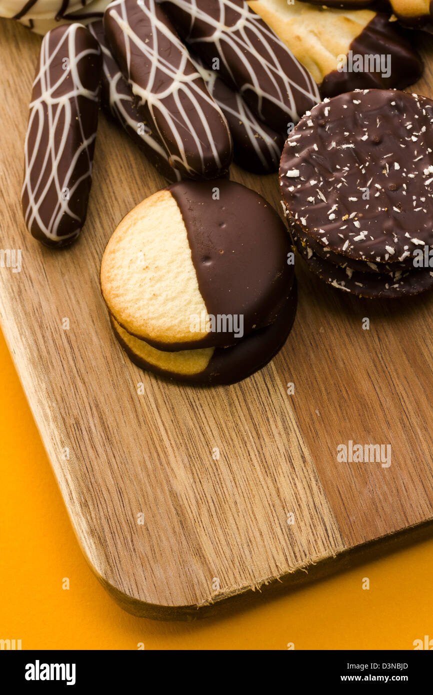 Assorted European cookies covered in Belgian chocolate Stock Photo Alamy