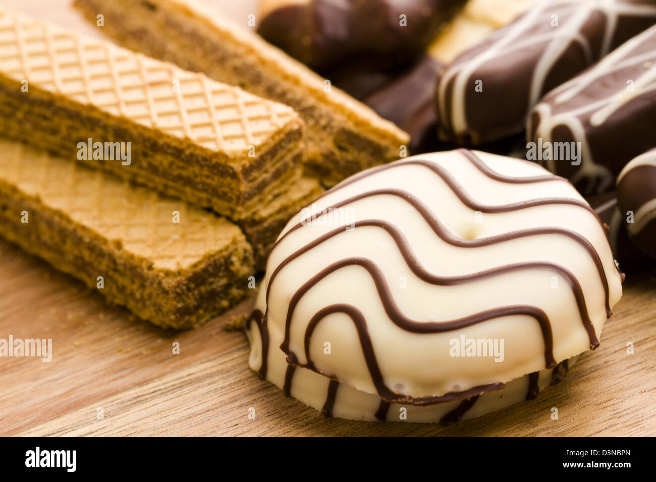 Assorted European cookies covered in Belgian chocolate Stock Photo Alamy