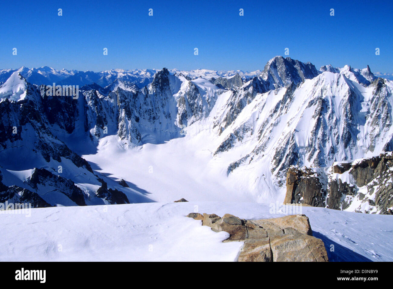 The Argentiere glacier, Mont Blanc mountain massif, Savoy Alps, France ...