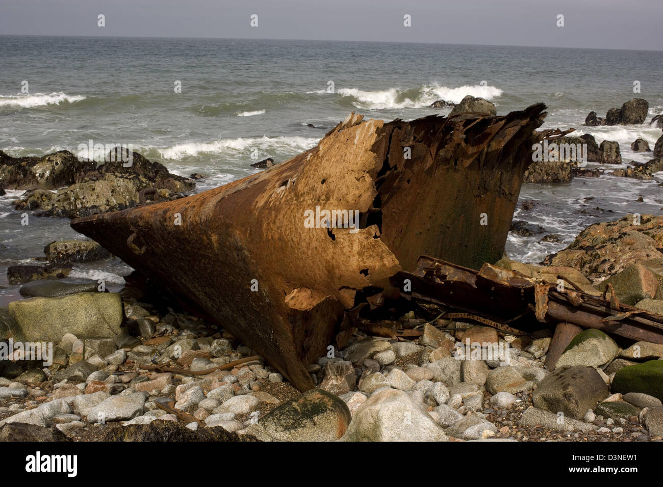 Fishing trawler wrecked on the beach 197s, Namibia Stock Photo