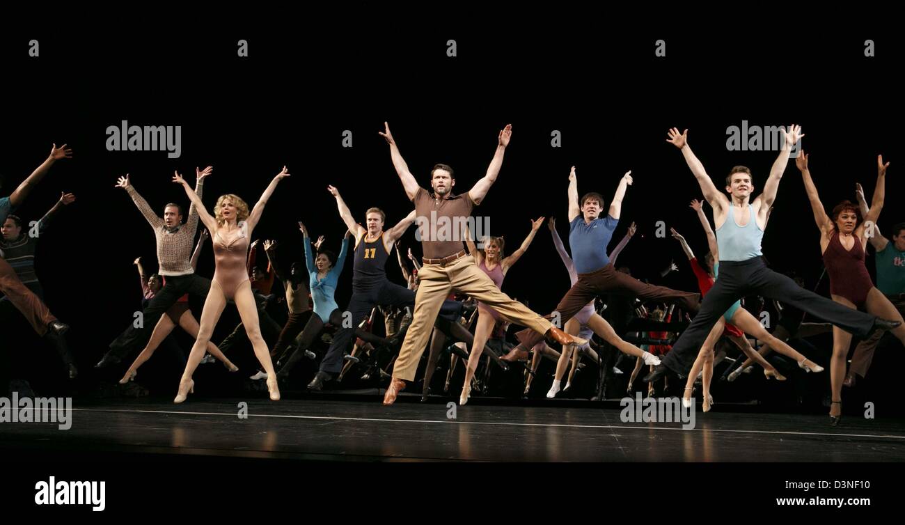 centre John Partridge (Zach) in A CHORUS LINE at the London Palladium