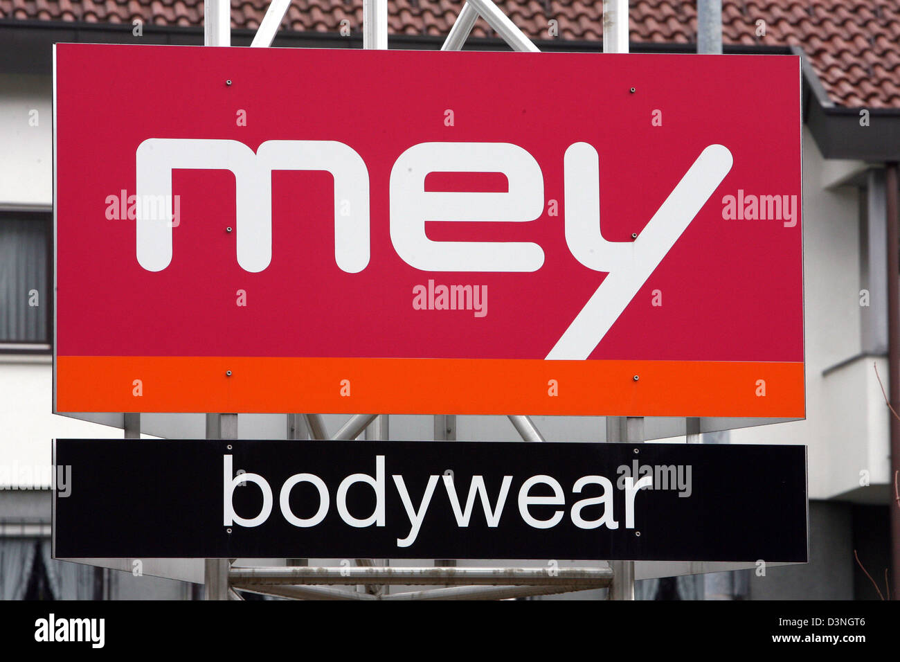 The picture shows the logo of 'mey bodywear' in Albstadt, Germany, Monday  20 Februar 2006. Mey produces ladies and men lingerie. Photo: Patrick  Seeger Stock Photo - Alamy