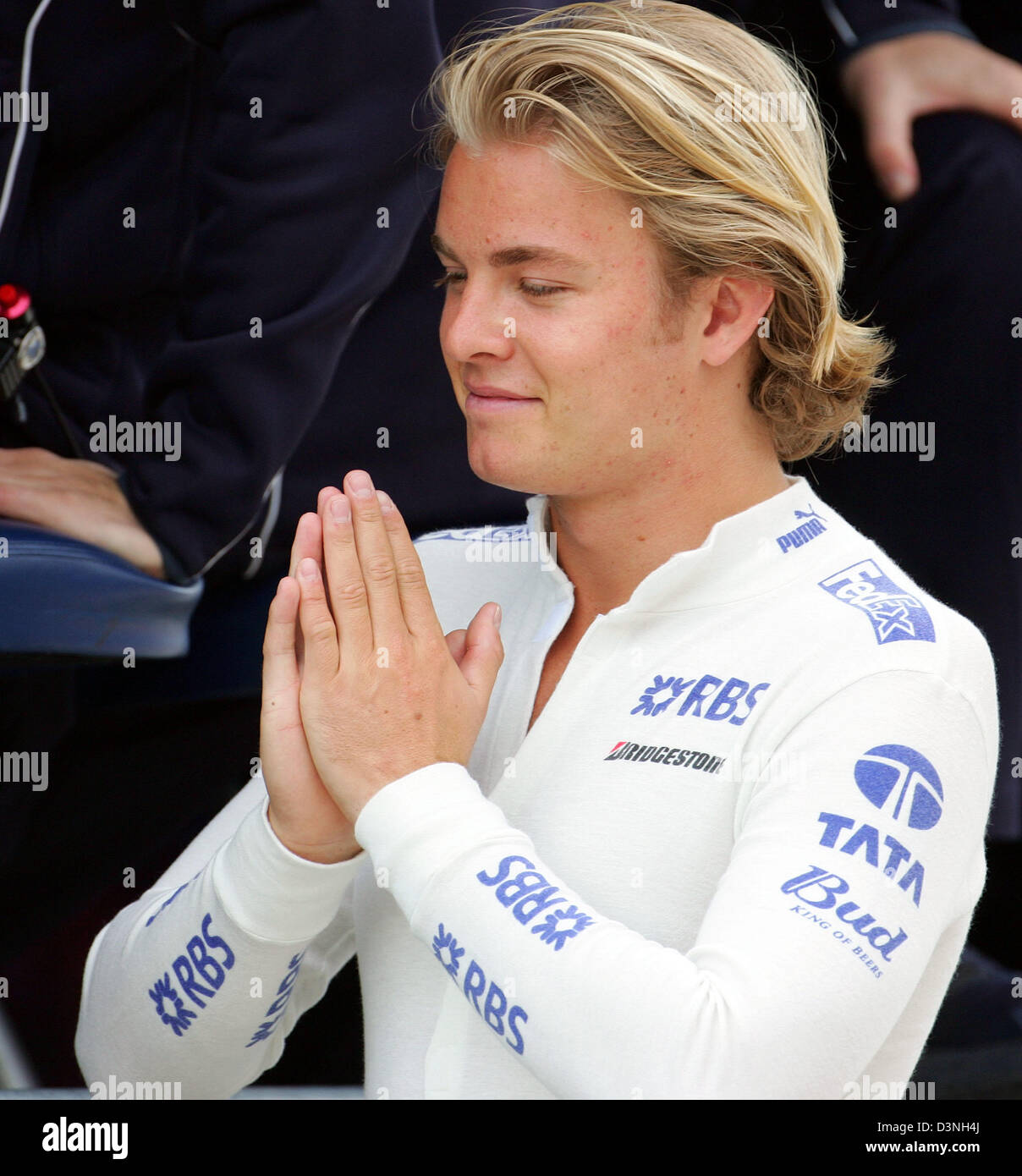 German Formula One pilot Nico Roseberg of Williams F1 team meditates during the third practice session to the 2006 FORMULA 1 Grand Prix of Spain at the race track Circuit de Catalunya in Montmelo near Barcelona, Spain, Saturday, 13 May 2006. The 2006 FORMULA 1 Grand Prix of Spain takes place on Sunday, 14 May. Photo: Gero Breloer Stock Photo