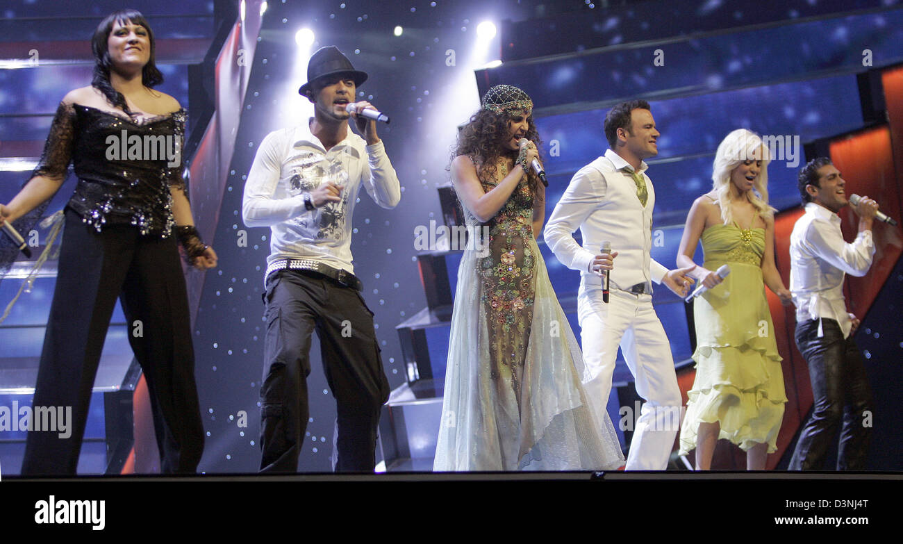 The band Six4one, representing Switzerland to the Eurovision Song Contest  2006, performs at the finals dress rehearsal in Athens, Greece, Friday, 19  May 2006. Again 24 European countries compete for the crown