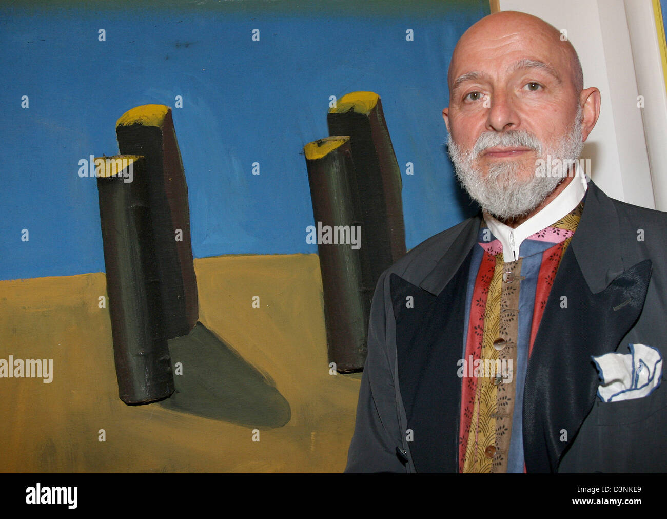 German painter and sculptor Markus Luepertz pictured with his work 'Cut ...