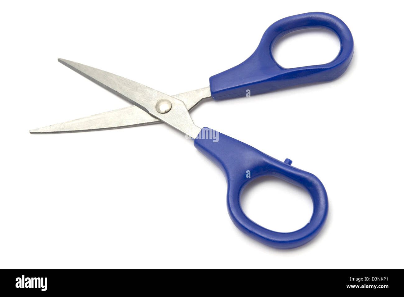 Blue scissors isolated on white background Stock Photo