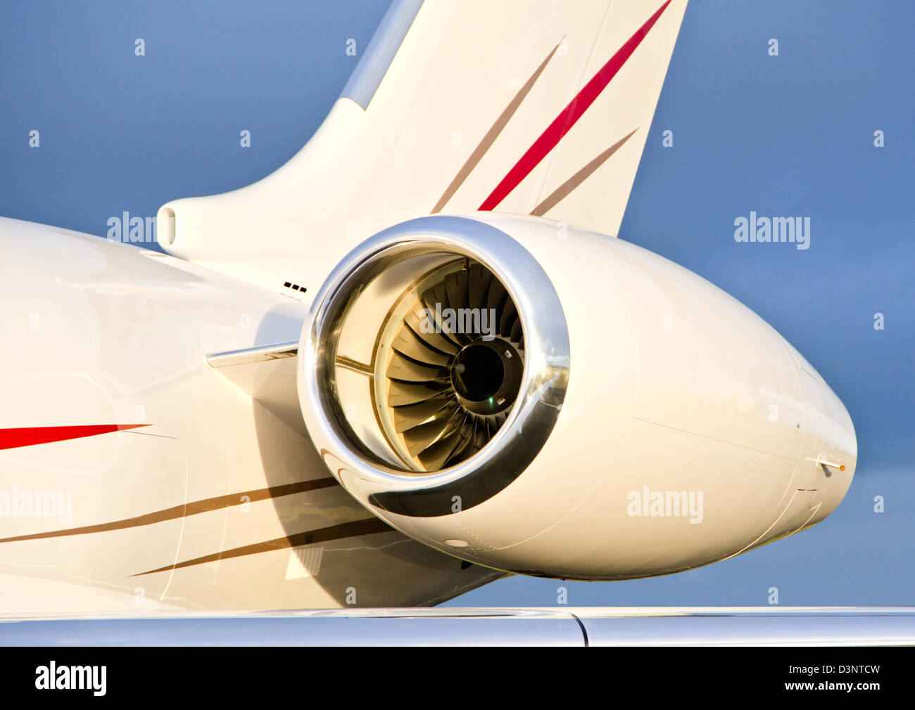 Jet Engine on a Private Plane Bombardier Global Express Stock Photo