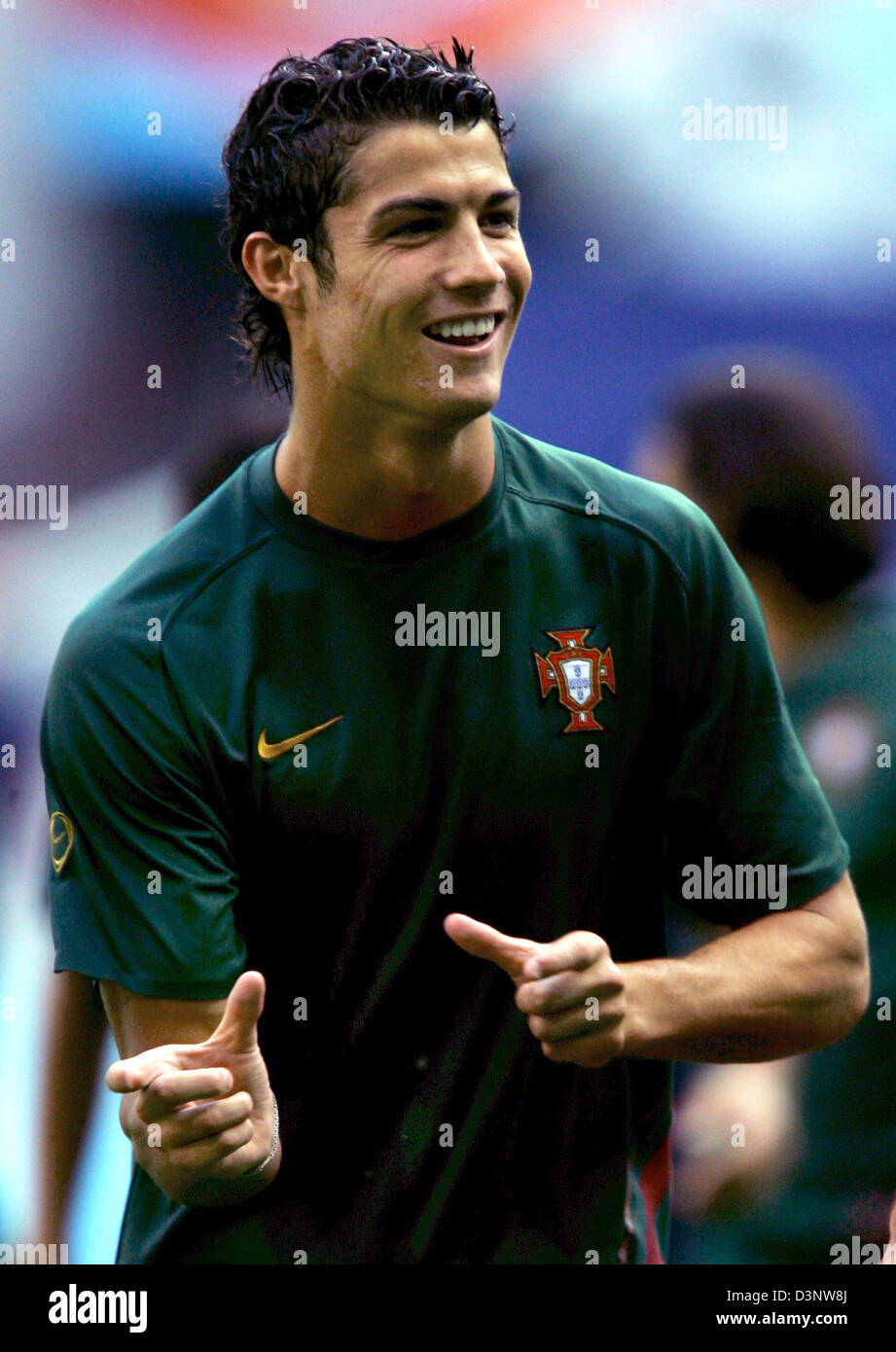 Portugal's Cristiano Ronaldo shown during a training session at the FIFA World Cup Stadium in Munich, Germany, Tuesday, 4 July 2006. Portugal will play against France in the semi final of the FIFA World Cup on Wednesday in Munich. Photo: MATTHIAS SCHRADER +++ Mobile Services OUT +++ Please refer to FIFA's Terms and Conditions. Stock Photo