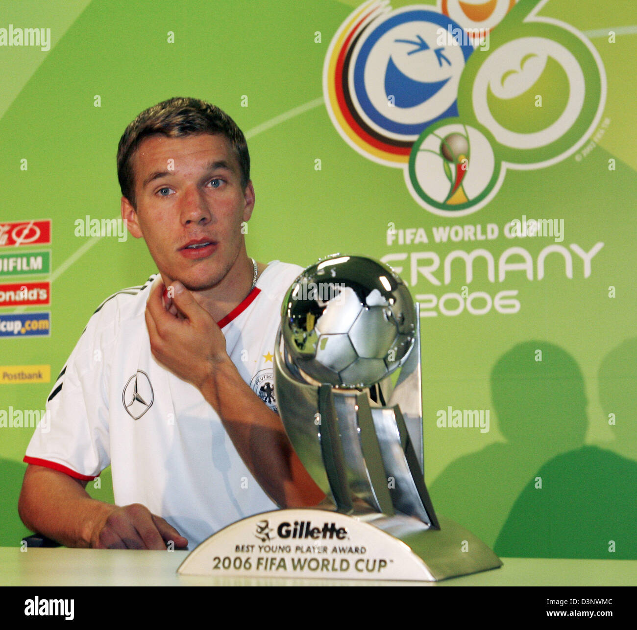 German Striker Lukas Podolski Is Honoured With The Fifa Best Young Player Award At The Olympic Stadium Berlin Germany Friday 07 July 2006 Podolski Scored Three Goals During The 2006 Fifa World