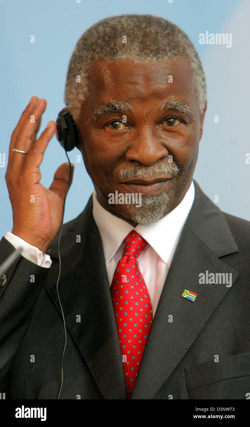 President of South Africa Thabo Mbeki is pictured at a press conference in Berlin, Germany, Saturday, 08 July 2006. Photo: Tim Brakemeier Stock Photo