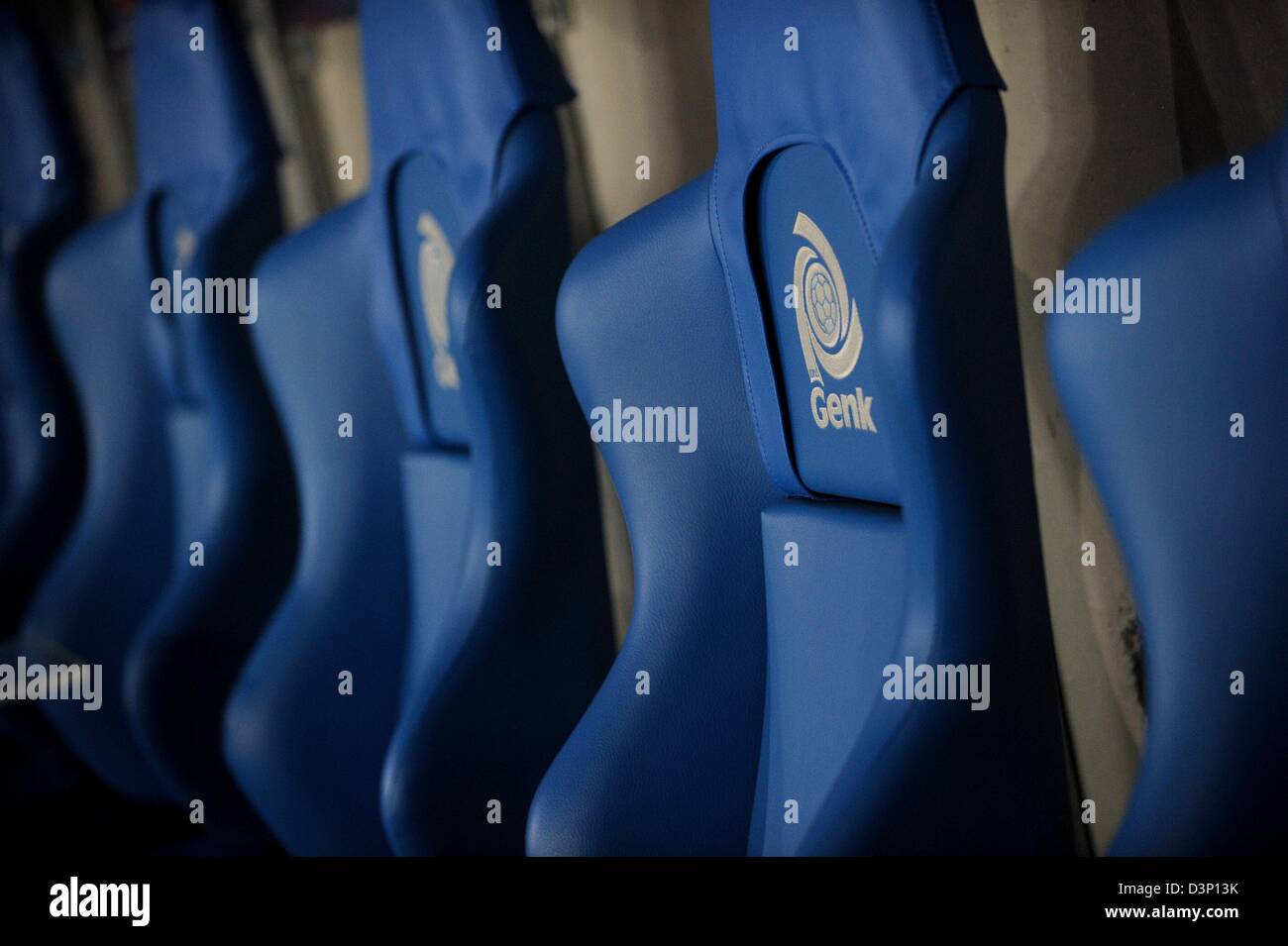 The Krc Genk Logo Is Seen Before The Uefa Europa League Round Of 32 Second Leg Soccer Match Between Krc Genk And Vfb Stuttgart At Krc Genk Arena In Genk Belgium 21