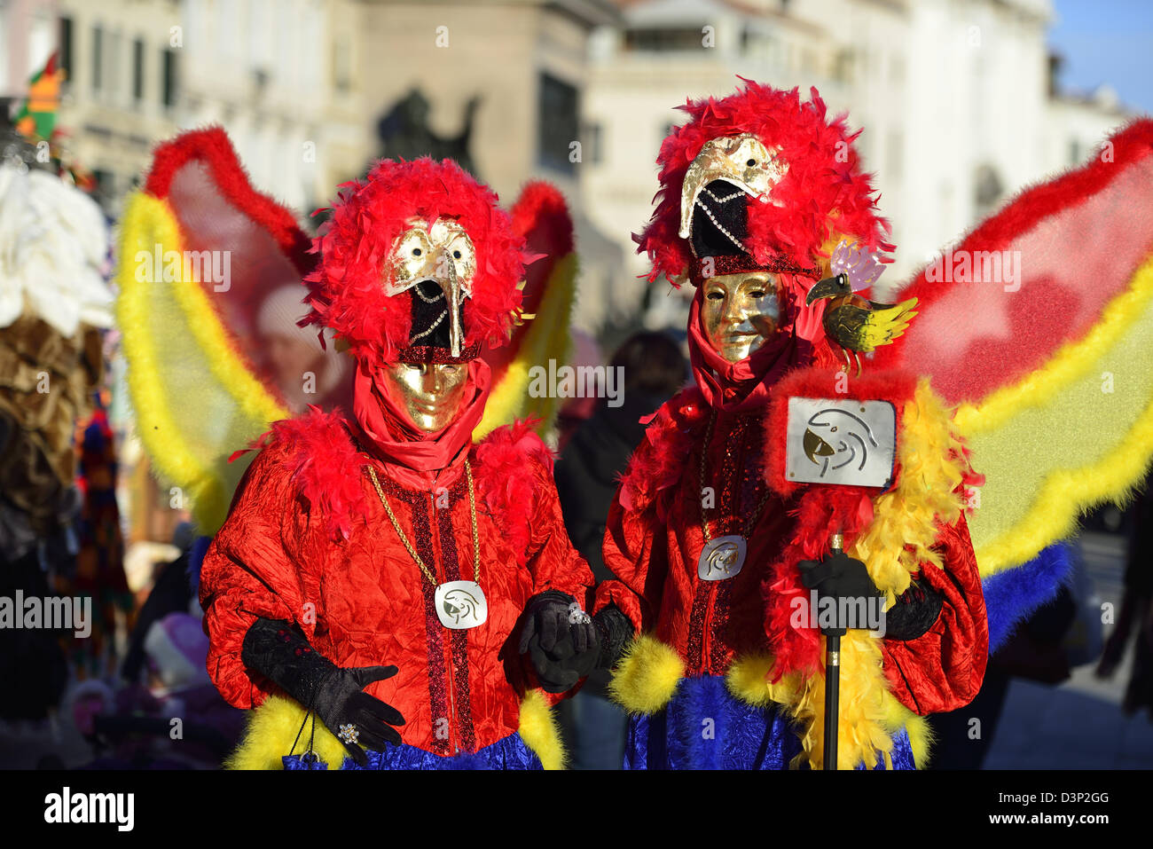Two masks at the 2013 carnival; Venice, Veneto. Italy. Stock Photo