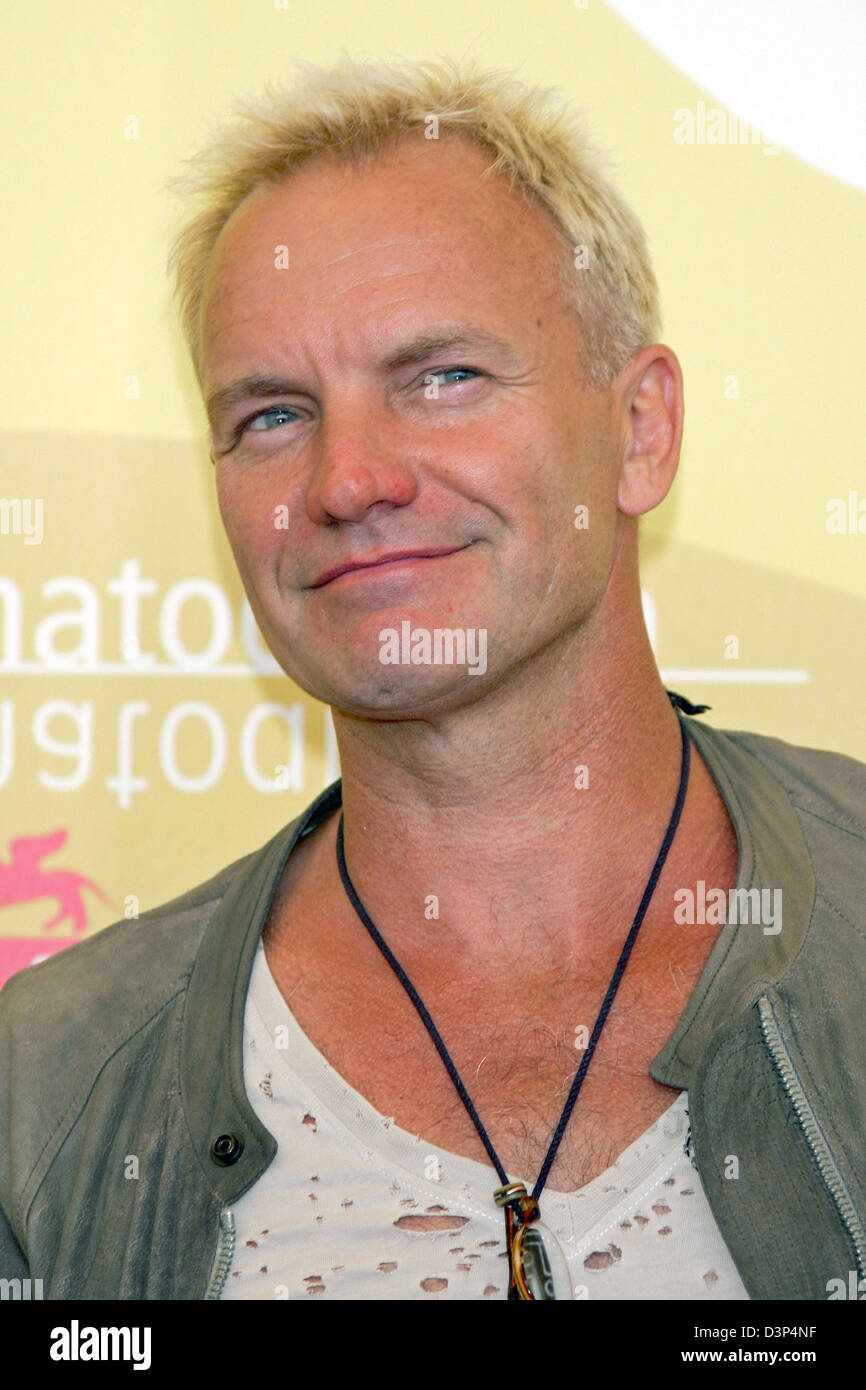 British musician, actor and producer Sting smiles for the cameras at a photocall for his film 'A Guide To Recognizing Your Saints' at the 63rd Venice Film Festival in Venice, Italy, Sunday, 03 September 2006. Photo: Hubert Boesl Stock Photo