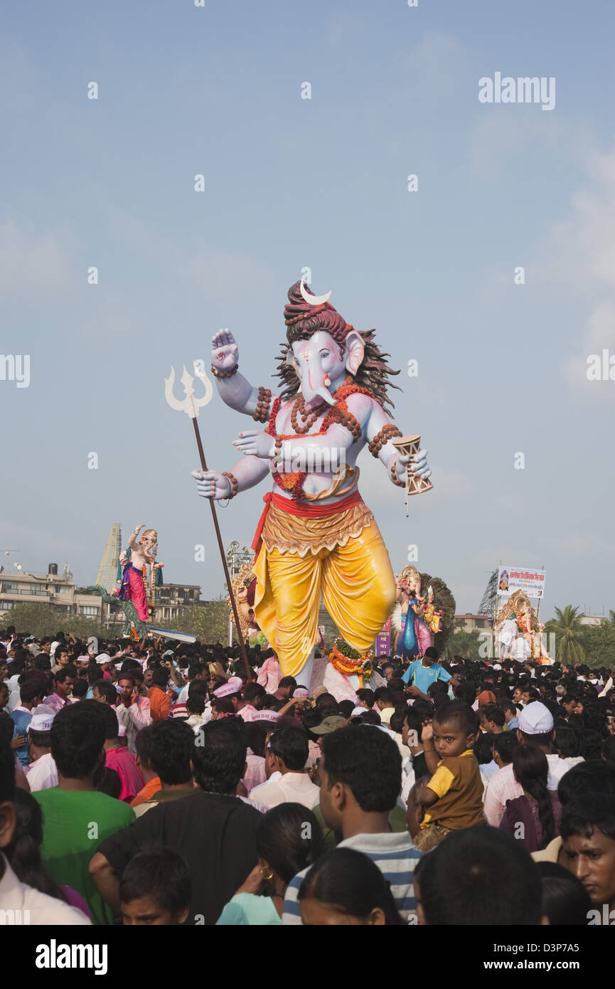 Idol of Lord Ganesha representing Lord Shiva at immersion ceremony ...