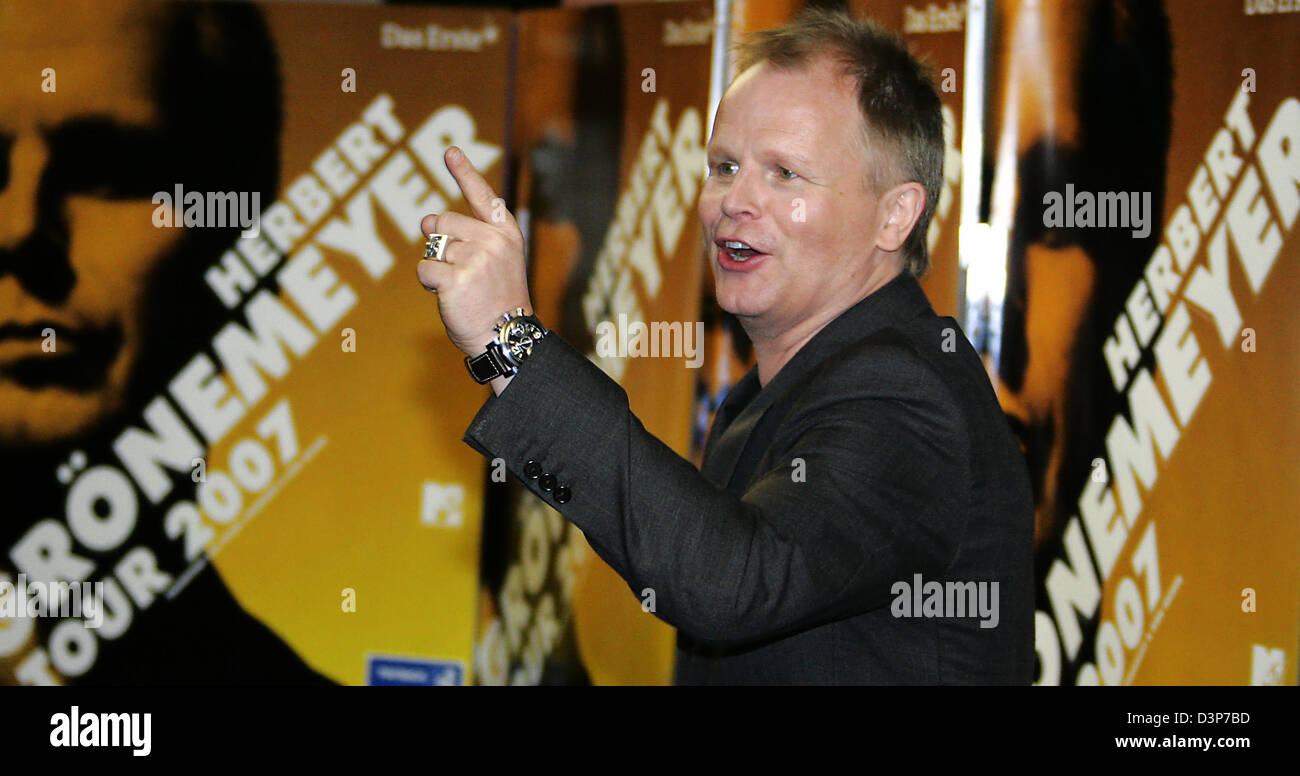 Singer Herbert Groennemeyer poses at the Olympia Stadium in Berlin