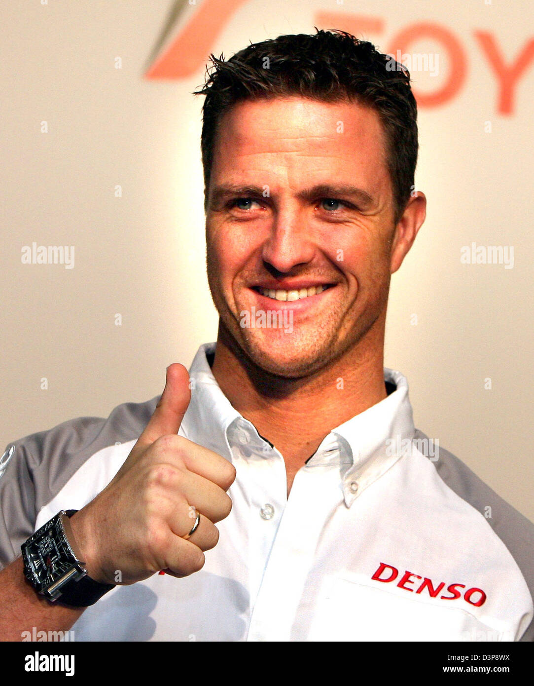 German Formula One driver Ralf Schumacher of Toyota F1 Team signals