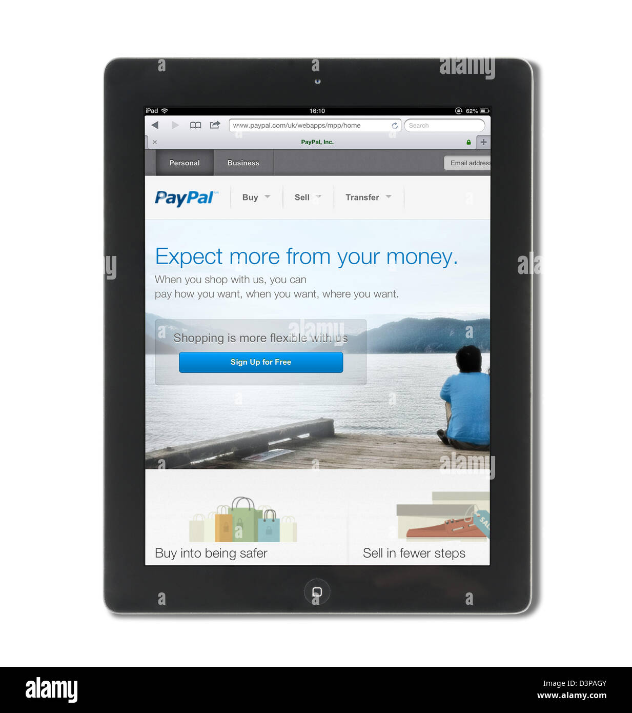 Sign up screen for the PayPal website on a 4th generation Apple iPad tablet computer Stock Photo