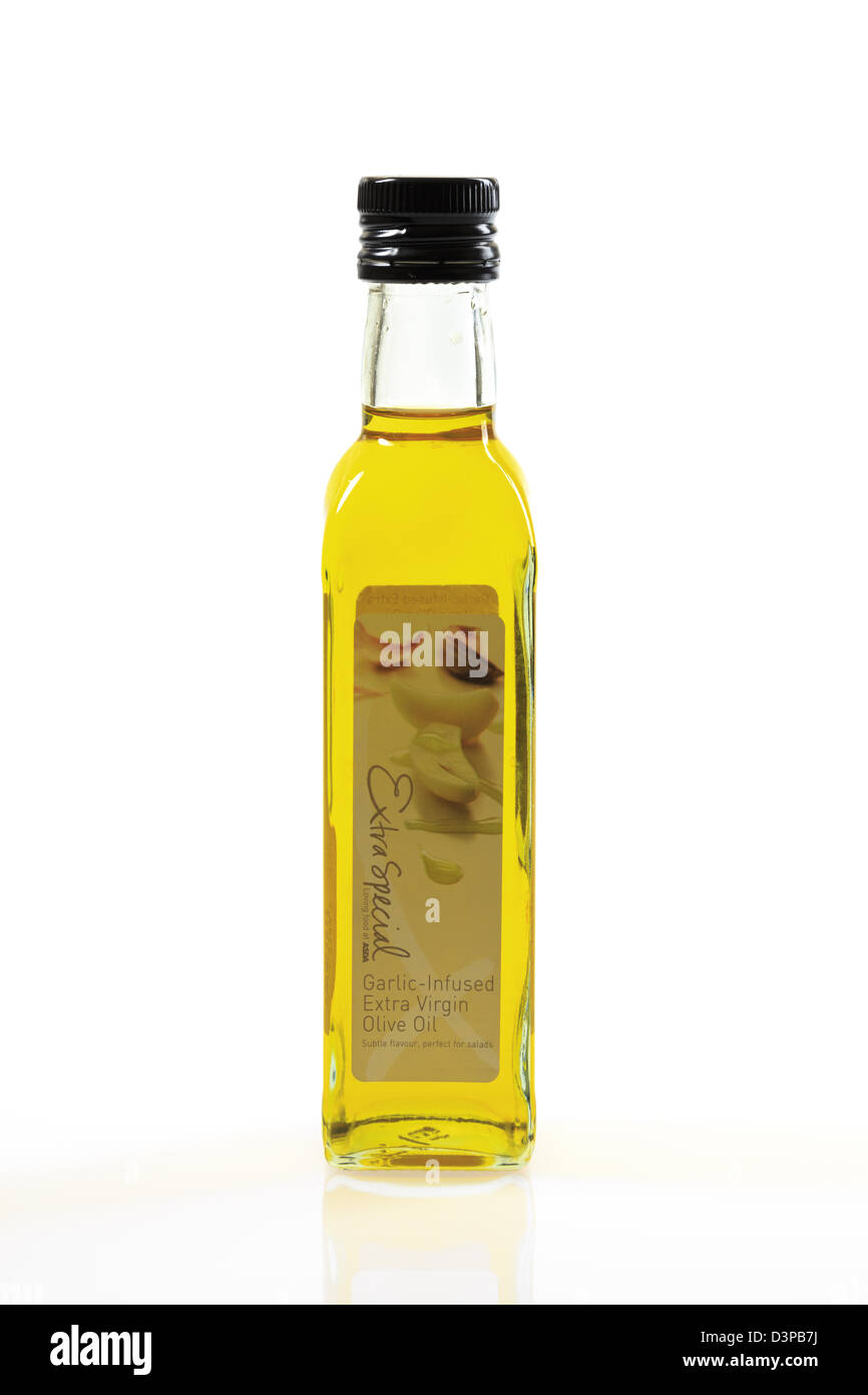 Bottle of Asda's garlic infused extra virgin Olive oil on a white background Stock Photo Alamy