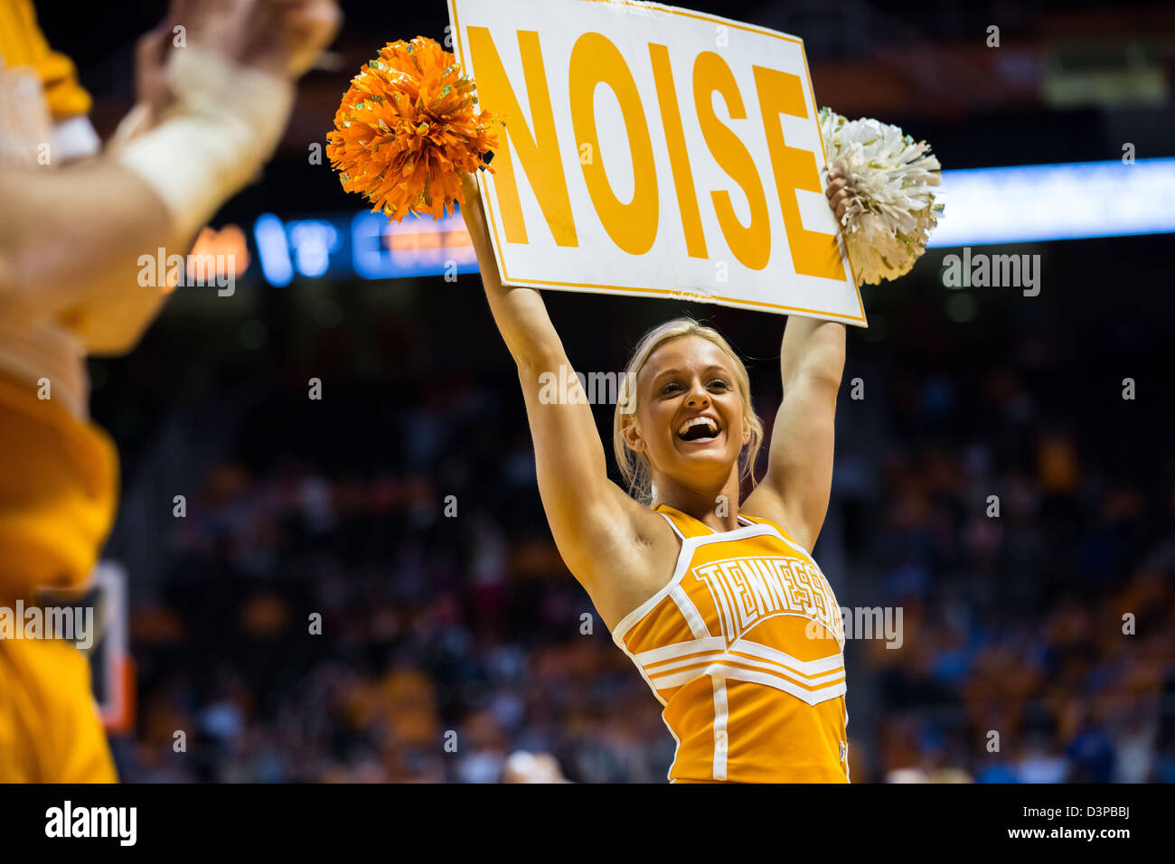 Knoxville, Tennessee, USA. 21st February 2013.  Tennessee Cheerleaders during the NCAA basketball game between the University of Tennessee Lady Volunteers and the Auburn Tigers at Thompson-Boling Arena in Knoxville, TN. Credit:  Cal Sport Media / Alamy Live News Stock Photo