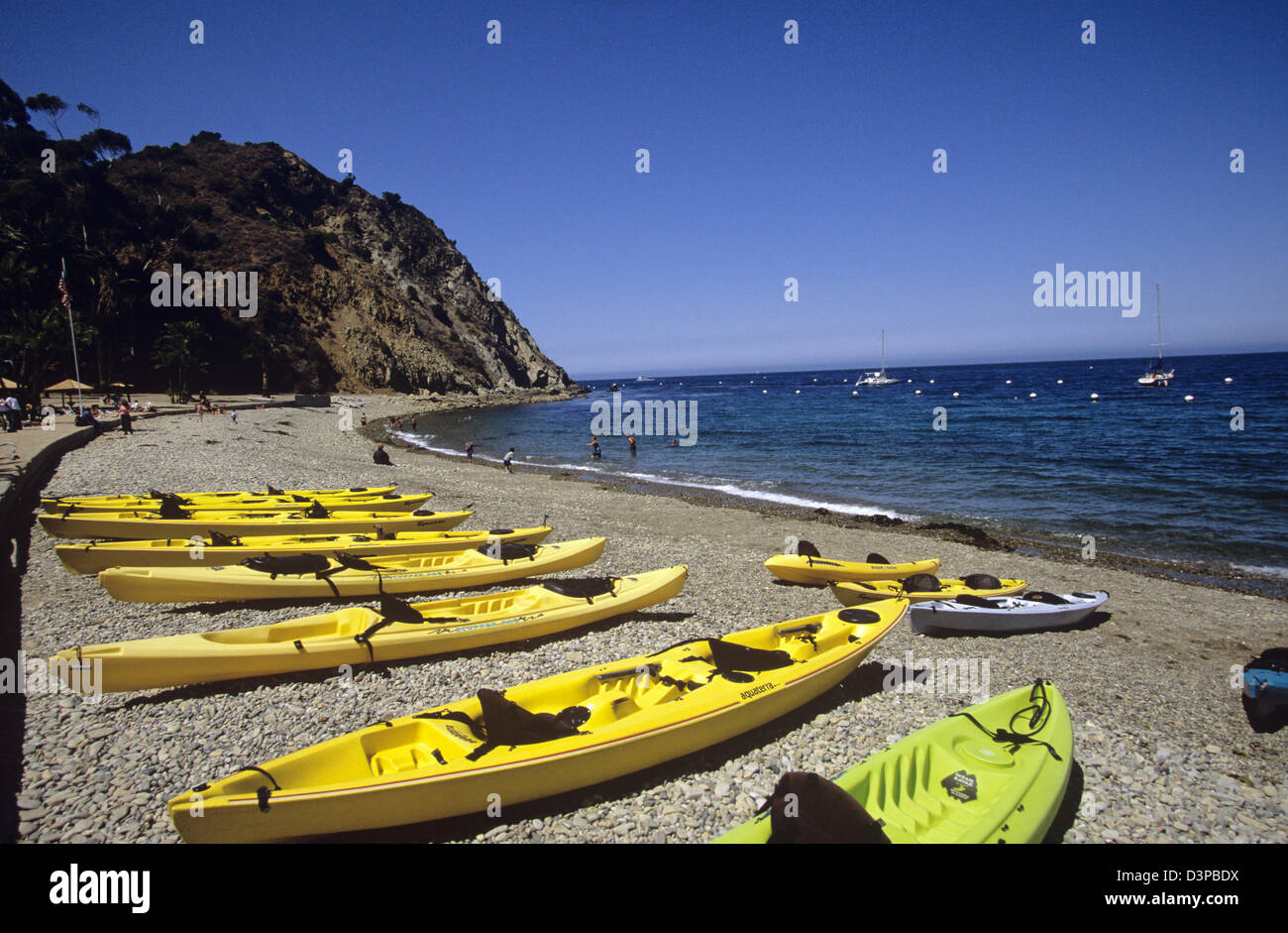 You can rent ocean kayaks at Descanso Beach Club, Avalon, Catalina