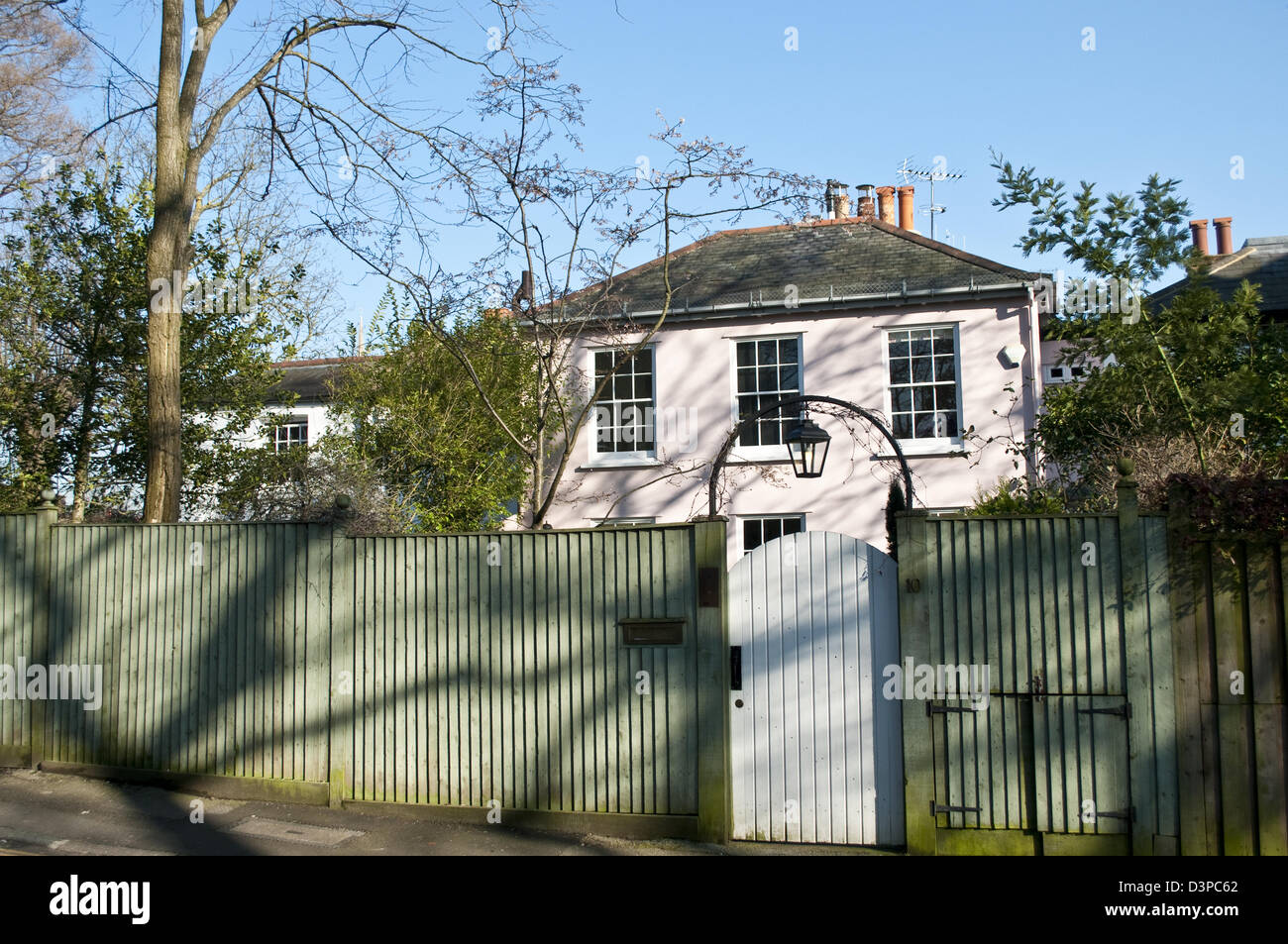 Residential house behind a fence, Hampstead Grove, Hampstead, London, UK Stock Photo