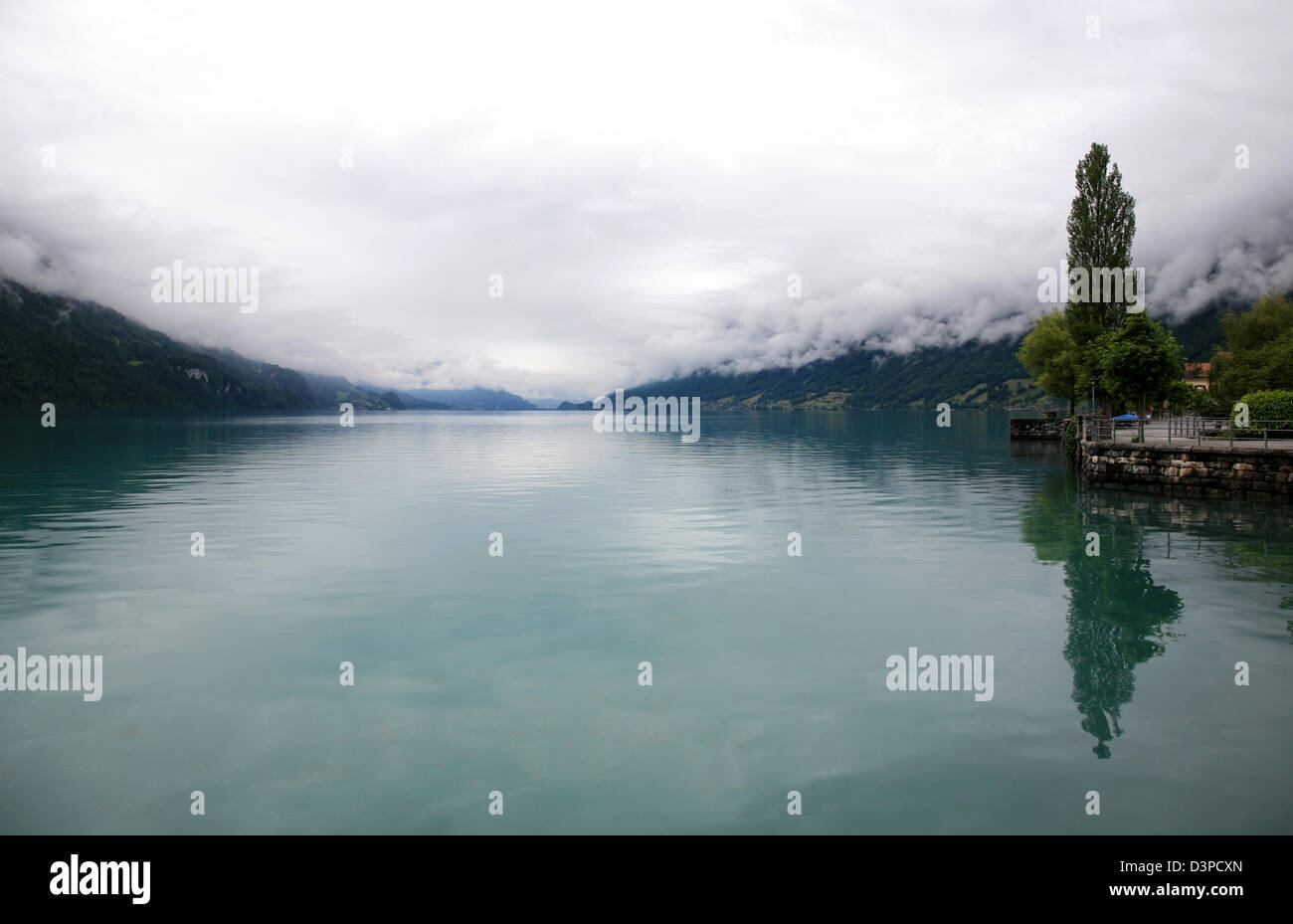 Meditative landscape of lake Brienz, Switzerland Stock Photo