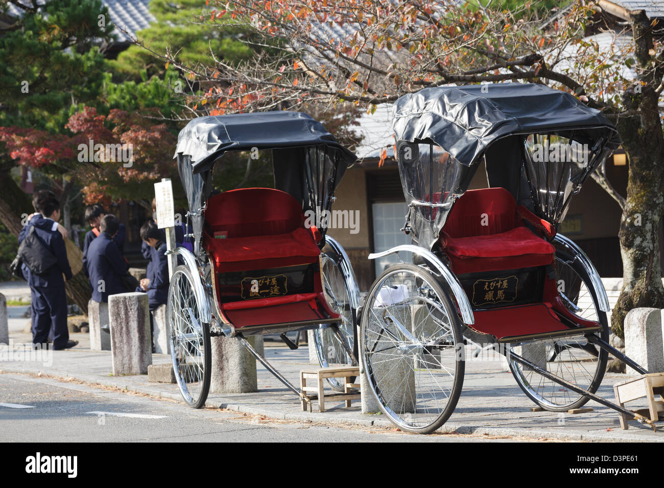 Japanese rickshaw (jinrikisha) in arashiyama street, Japan Stock Photo ...