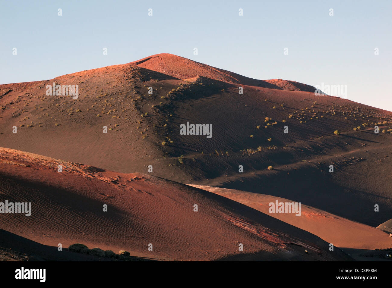 volcanic sand dunes in timanfaya, lanzarote spain canary islands Stock Photo