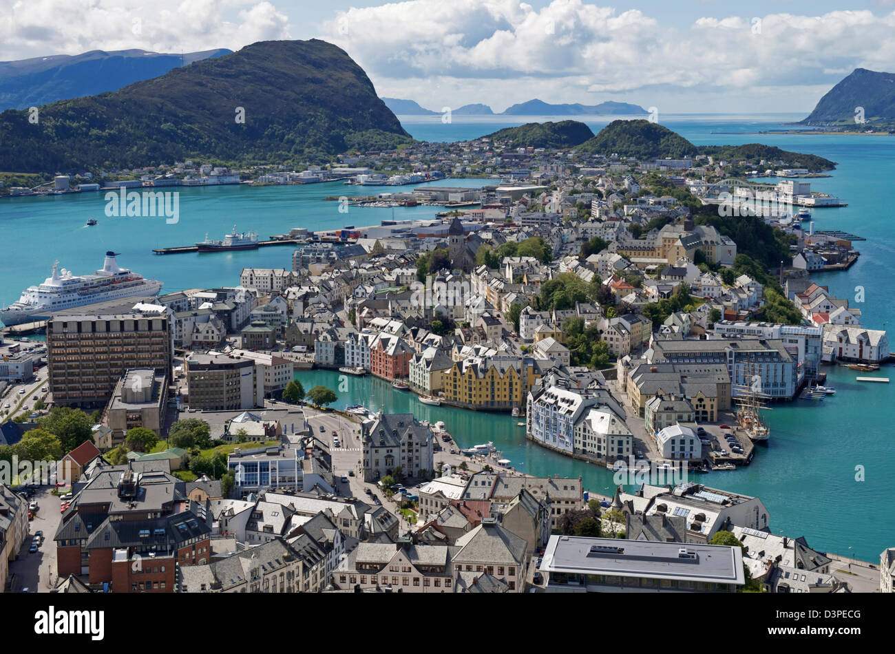 Summer, Sunny view of Alesund Norway Stock Photo