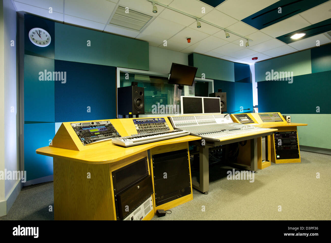 Modern Music Studio With Mixing Desks And Computers Stock Photos