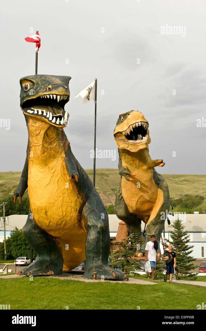 The World's Largest Dinosaur a 26.2 metres (86 ft) high fiberglass Tyrannosaurus rex in Drumheller Alberta Canada Stock Photo