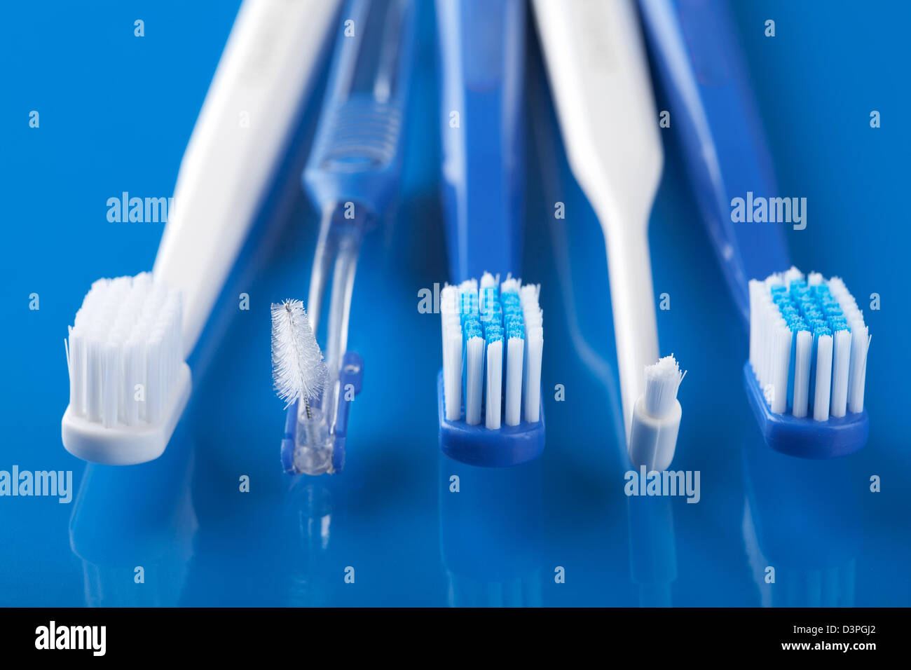 various toothbrushes Stock Photo