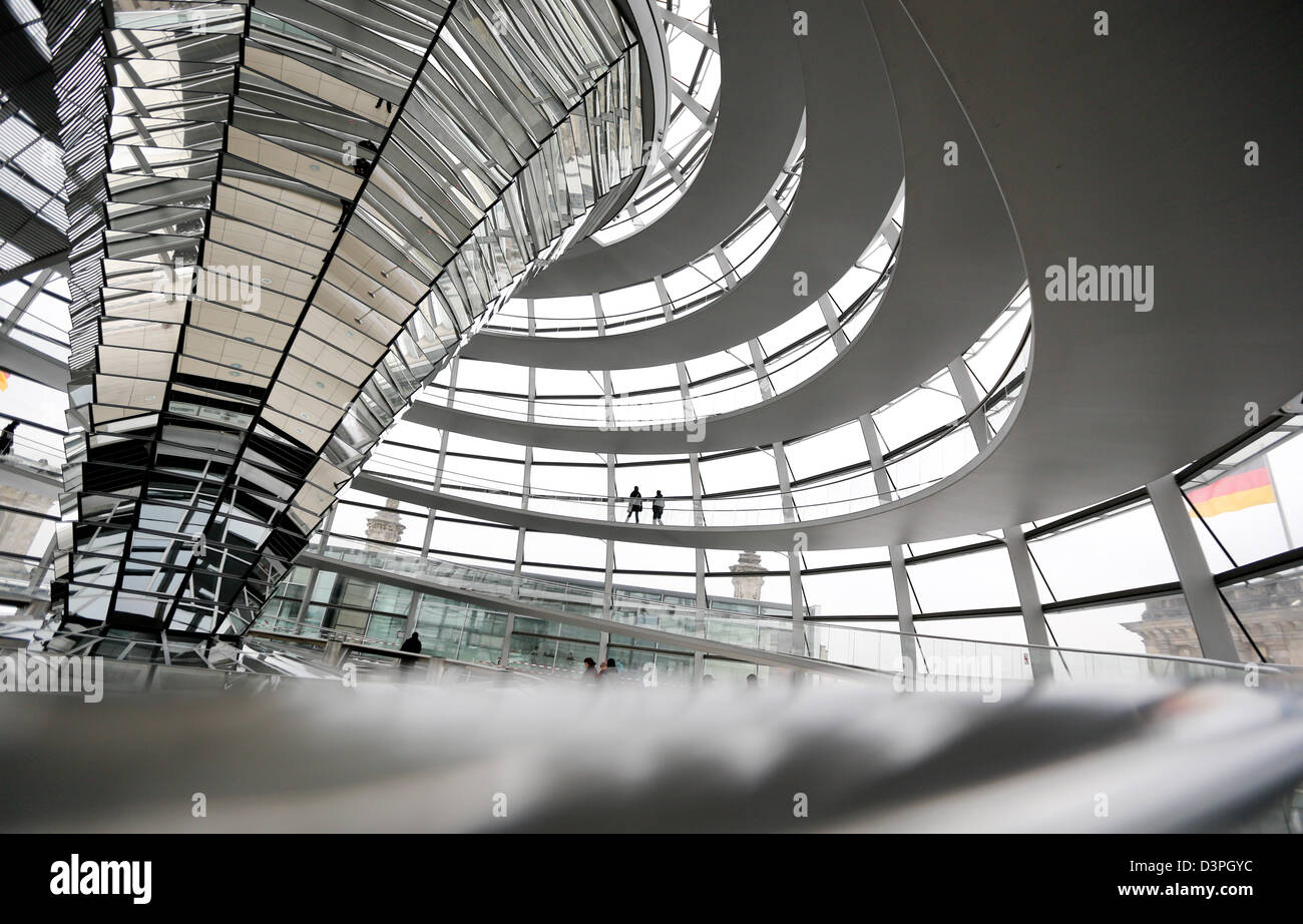 Visitors view the cupola of the Reichstag building in Berlin, Germany