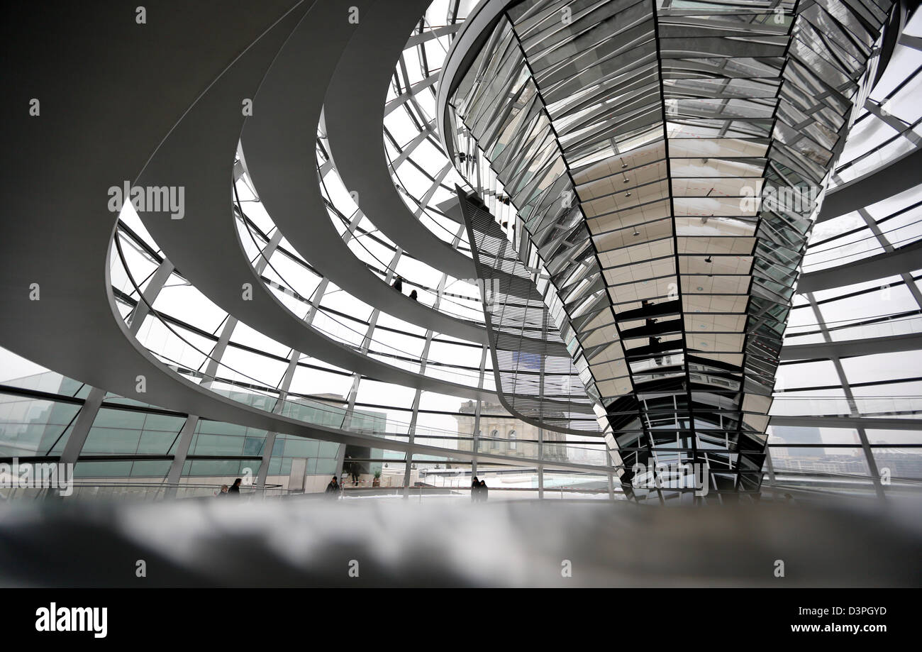 Visitors view the cupola of the Reichstag building in Berlin, Germany