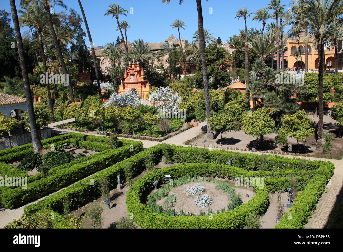 Alcazar Gardens in Seville, Spain, Andalusia Stock Photo